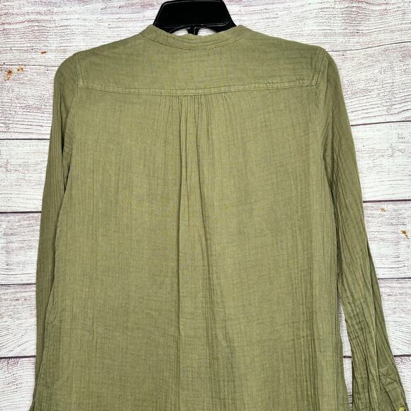 Maeve By Anthropologie Katie Green Cotton Gauze Button Down Shirt Dress Size 0 - Picture 8 of 12